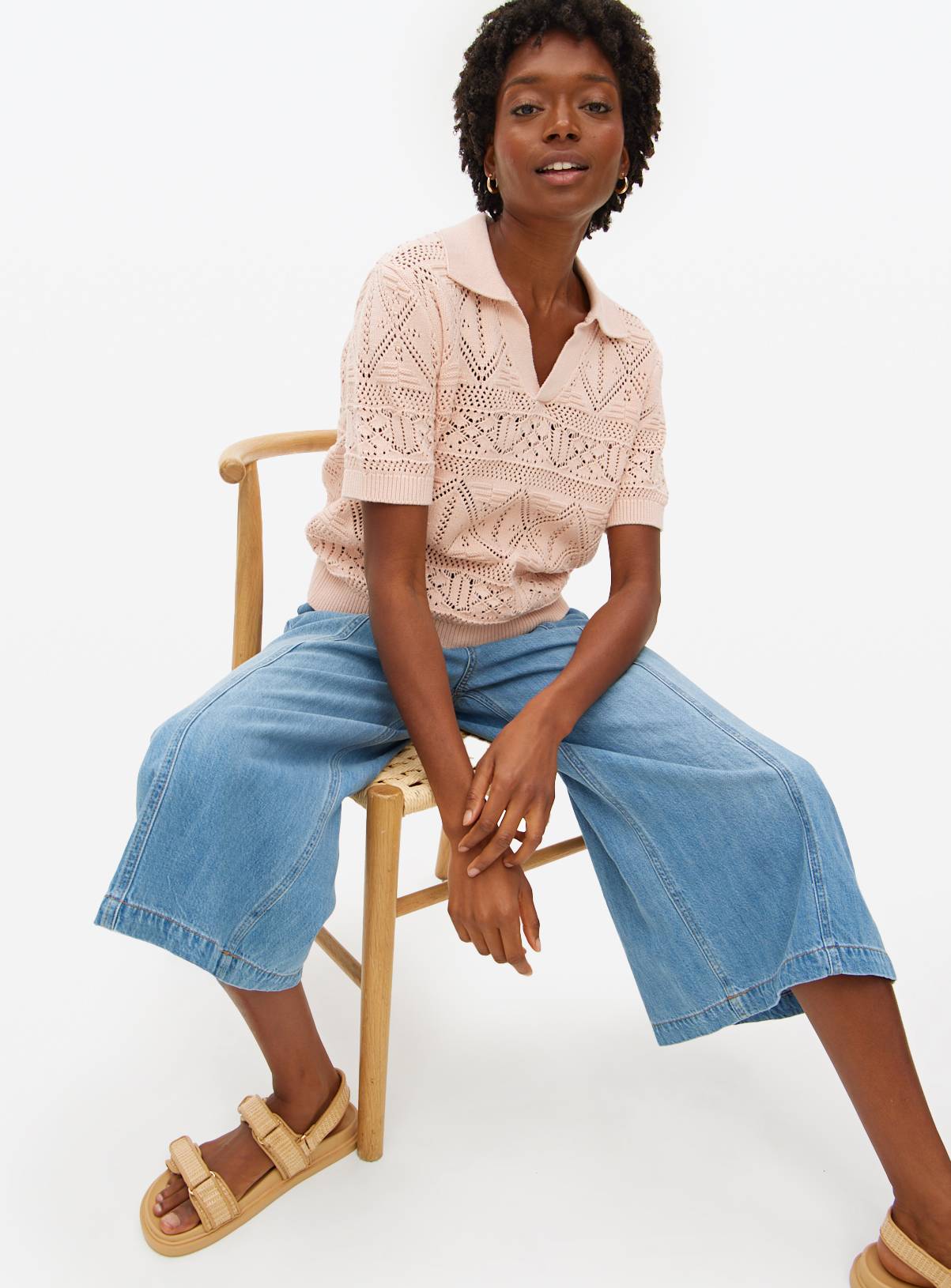 Pink Pointelle Collared Top 14 - Image 2